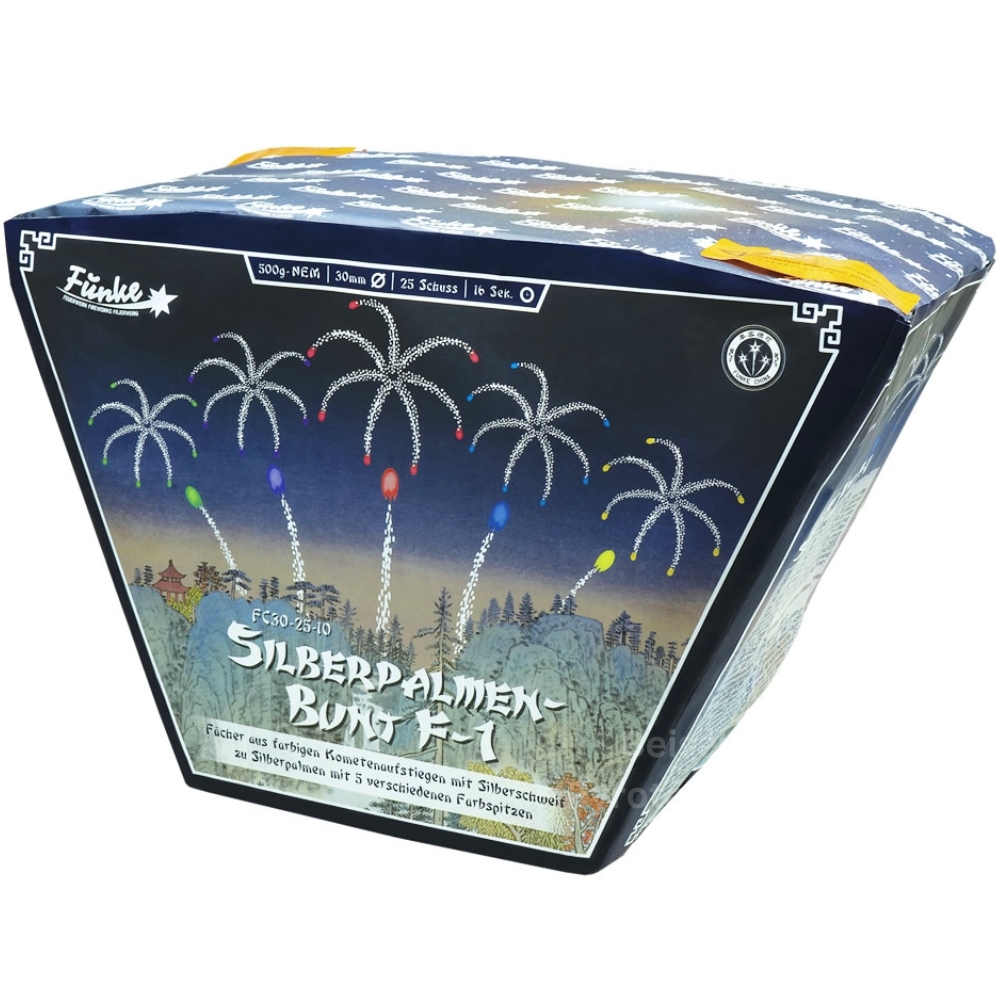 Silberpalmen bunt F1 - 25 Schuss Fächerbatterie