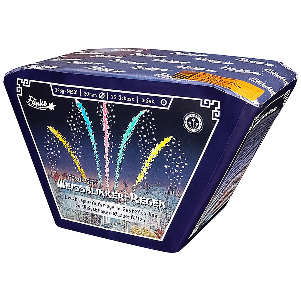 Weissblinker-Regen - 25 Schuss Fächer-Batterie