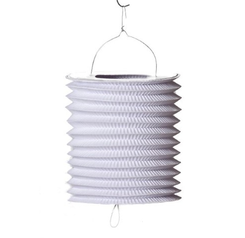 Weißer Zugzieher-Lampion aus Papier mit Metallbügel