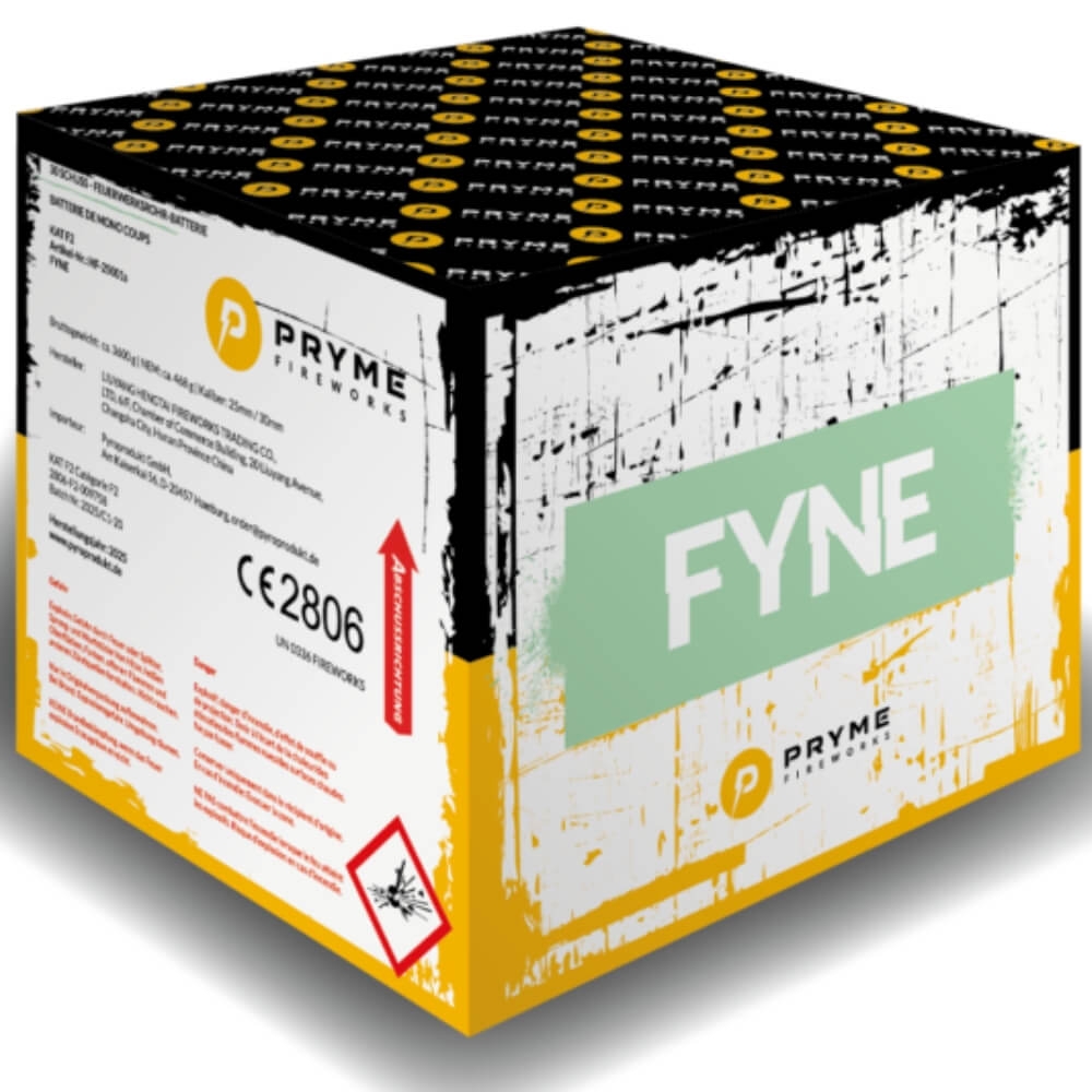 Pryme Fireworks Fyne Feuerwerksbatterie mit hellgrünem Streifen