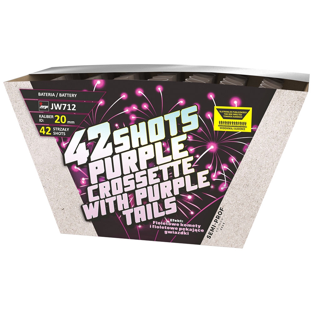 Purple Crossette 42 Schuss Fächerbatterie