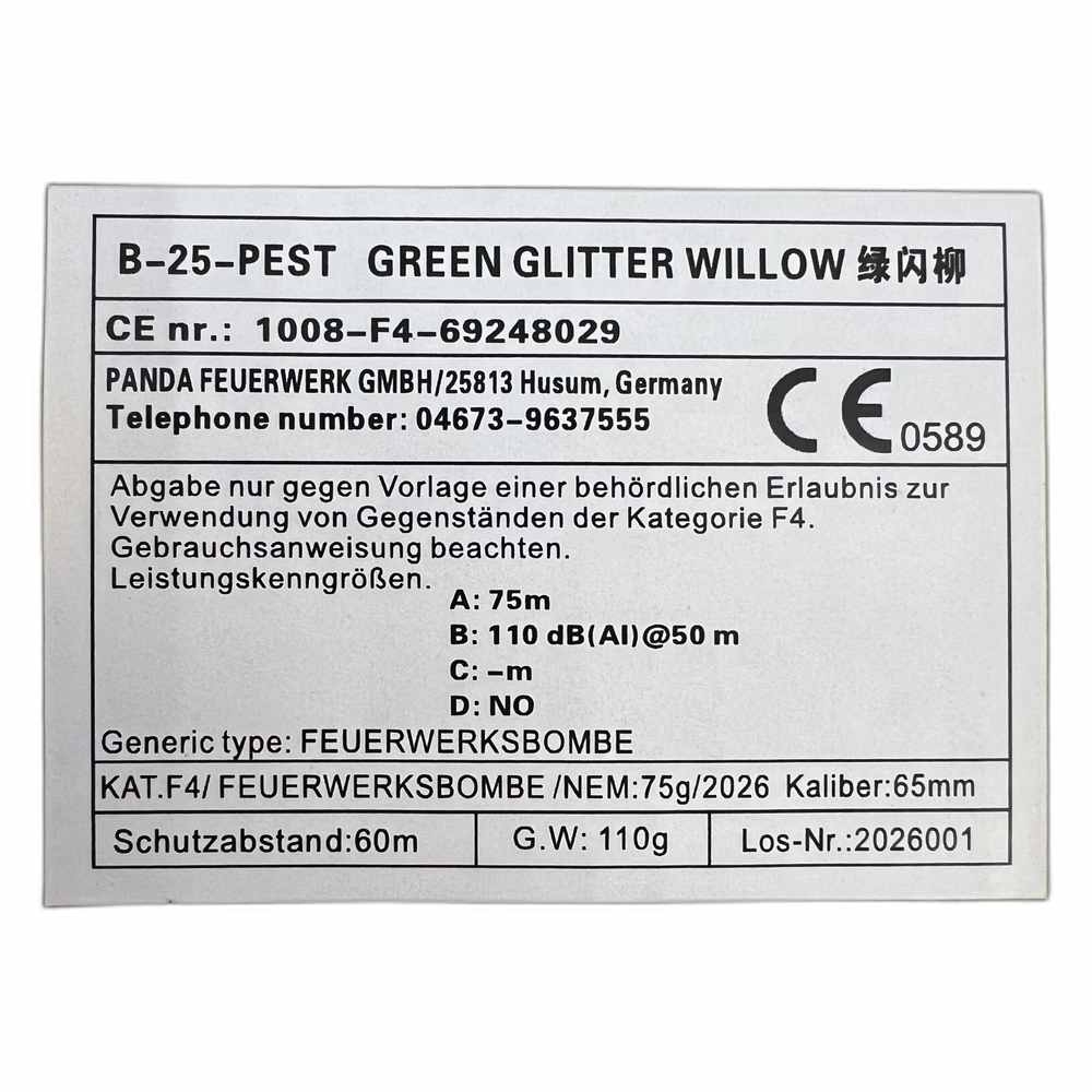 65mm Kugelbombe F4 - Green Glitter Willow
