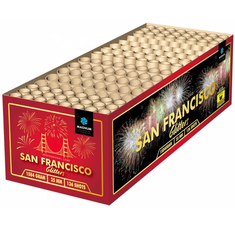 San Francisco Glitters - 136 Schuss Verbundfeuerwerk