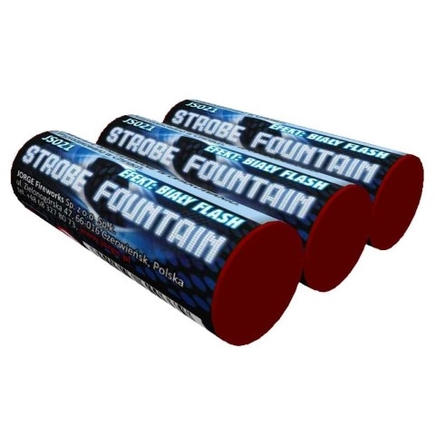 Jorge Strobe Fountain Fontänen 3 Stück, blaue Zylinder mit rotem Deckel, Effekt weißer Stroboblitz
