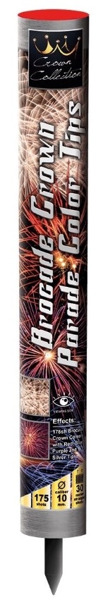 Broekhoff Brocade Crown Parade Color Tips Römisches Licht in silber-roter Verpackung, 10 Schuss, Kronenmotiv
