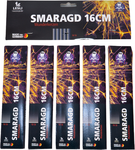 Smaragd 16cm Wunderkerzen - 5 x 10er Päckchen im Blister