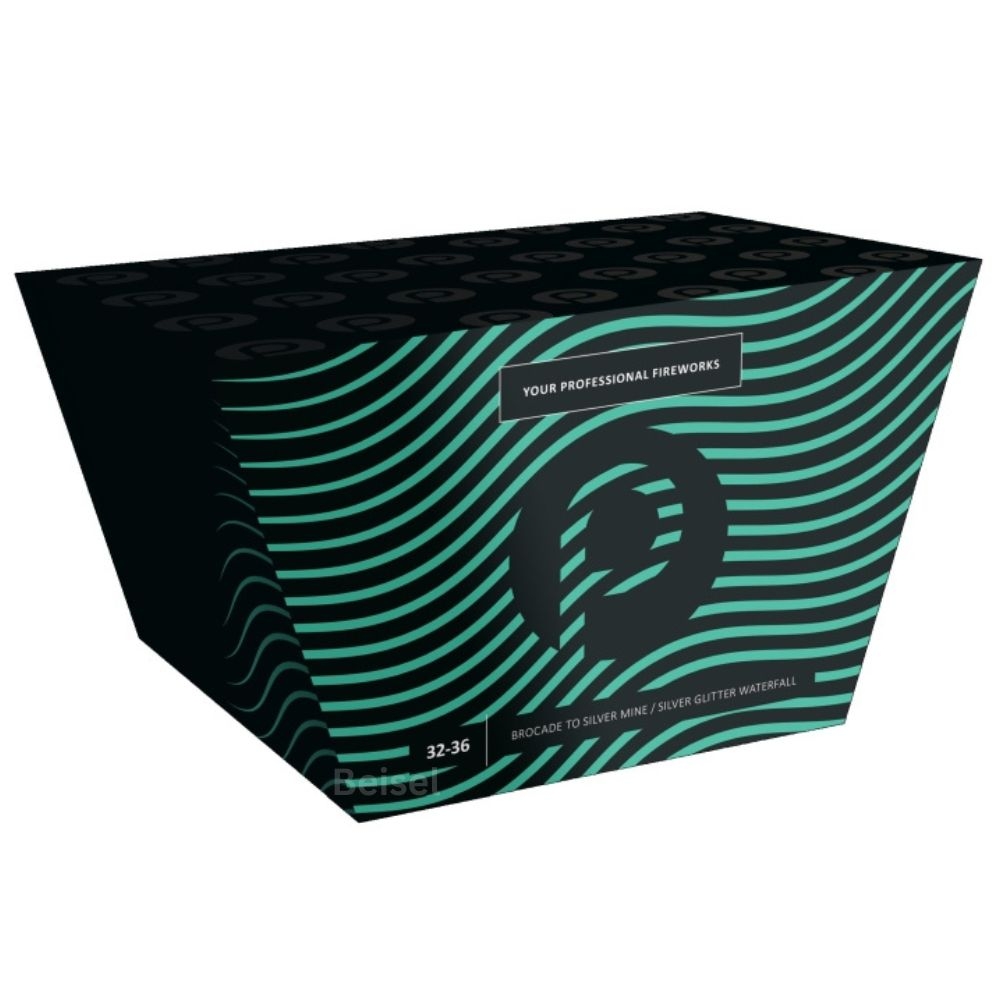PP32-36 Brocade to silver Mine + Silver glitter Waterfall - 36 Schuss Fächerbatterie