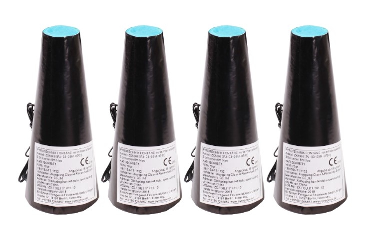 Flammen-Flocken-Fontäne 3sec/5m blau - 4er Pack