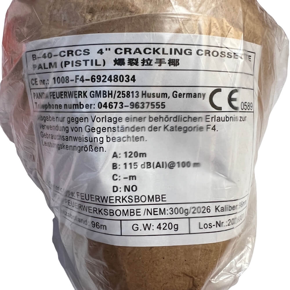 100mm Kugelbombe F4 - Crackling Crossette