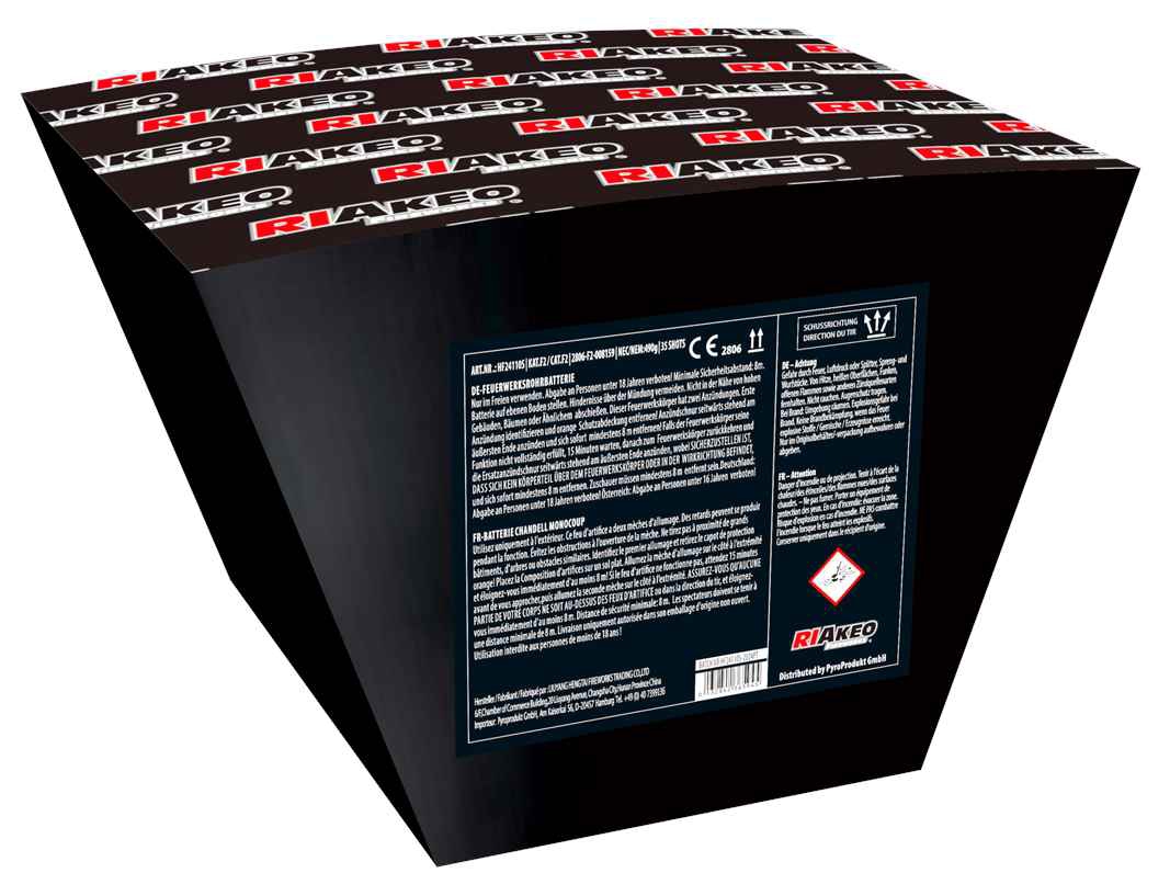 HF24110s - Nishiki with red strobe and deepblue mines- 35 Schuss Fächerbatterie