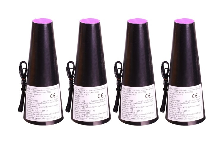 Flammen-Flocken-Fontäne 3sec/5m purple - 4er Pack