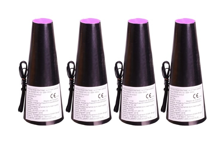 Flammen-Flocken-Fontäne 3sec/5m purple - 4er Pack