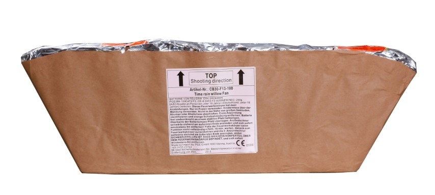 Red glitter mine w/ brocade crown Comet 13 Schuss One Row Fan