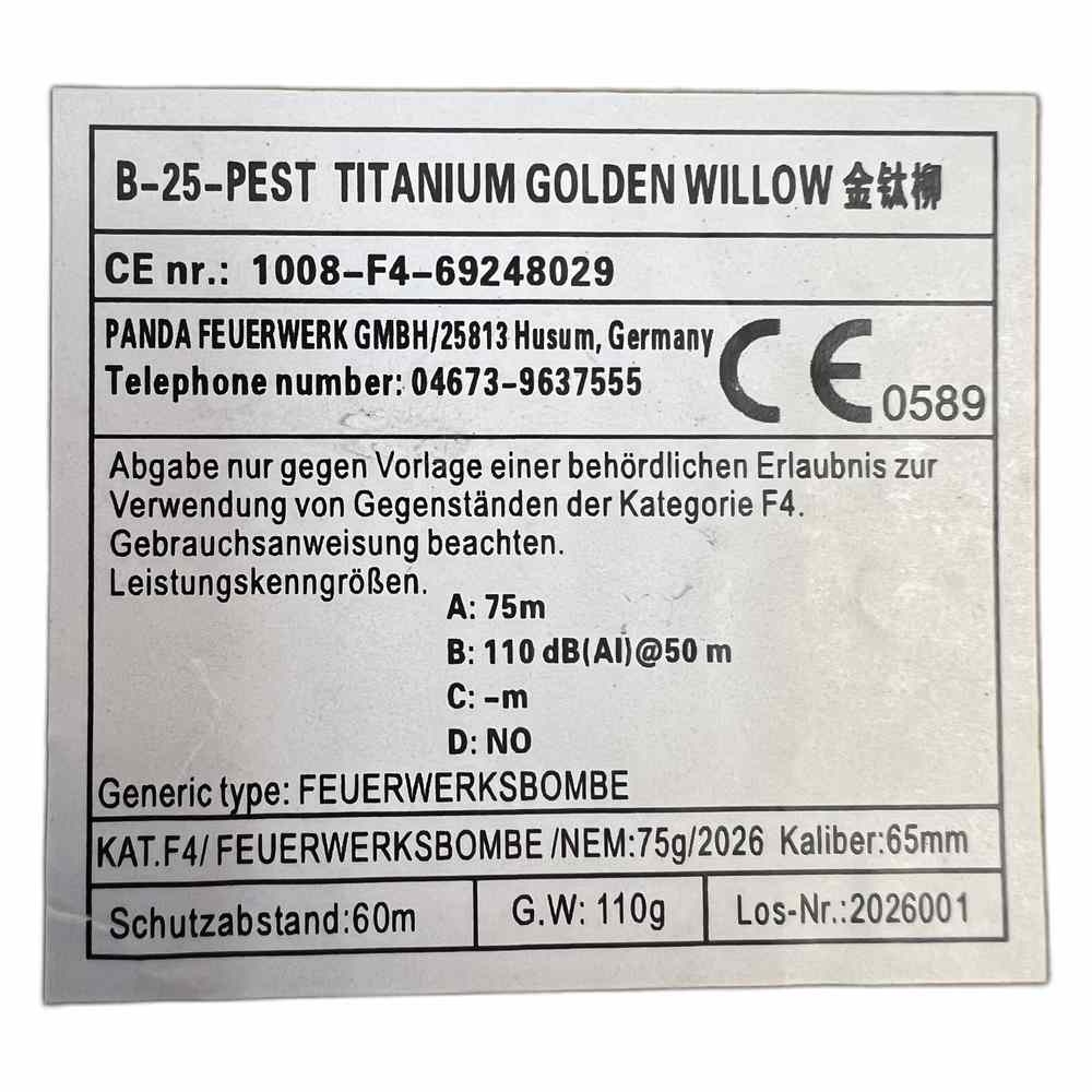 65mm Kugelbombe F4 - Titanium Golden Willow