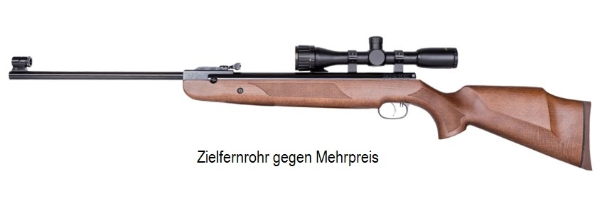 Luftgewehr mit Nussbaumschaft und montiertem Zielfernrohr, Hinweis: Zielfernrohr gegen Mehrpreis