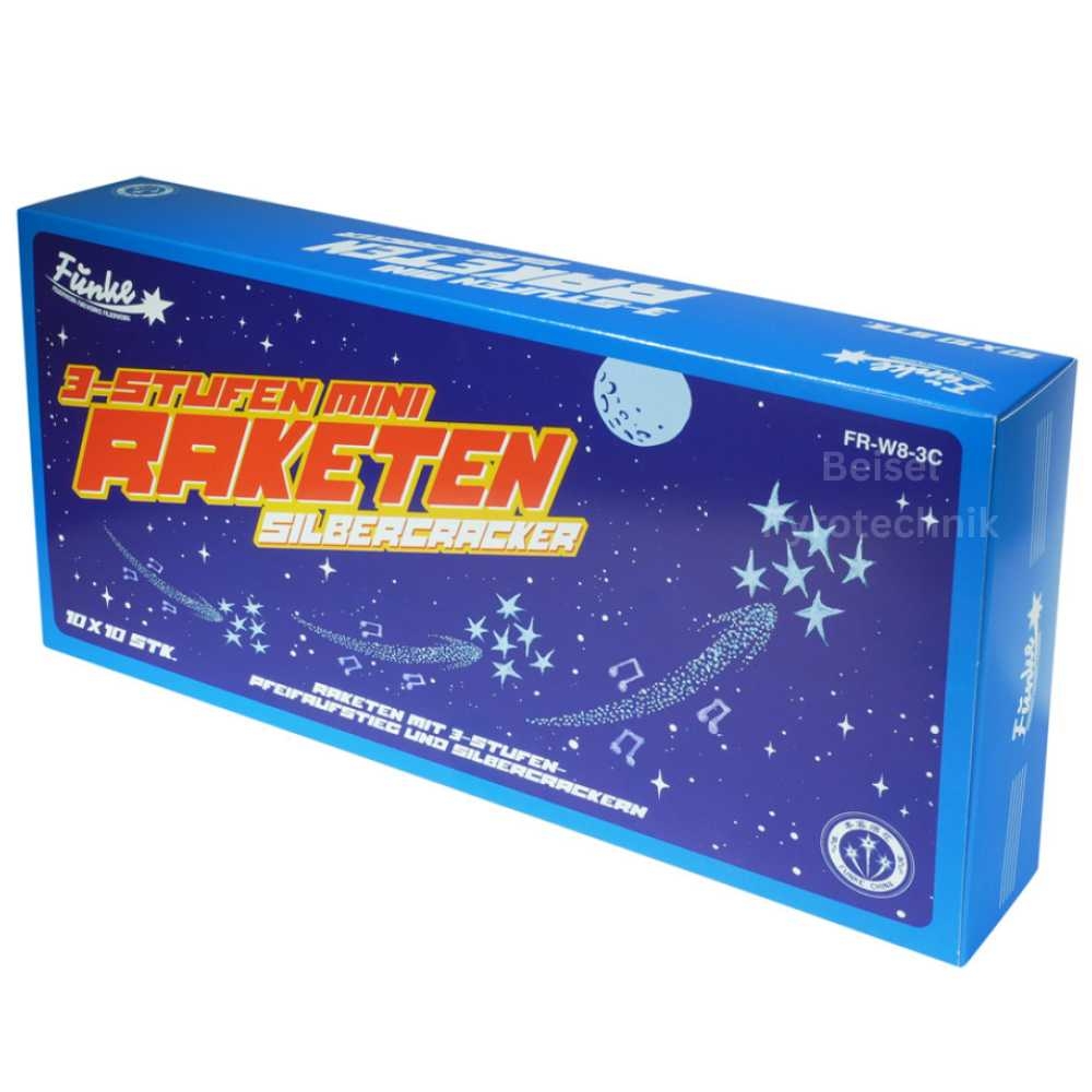 3-Stufen Mini-Raketen Silbercracker - 10er Beutel