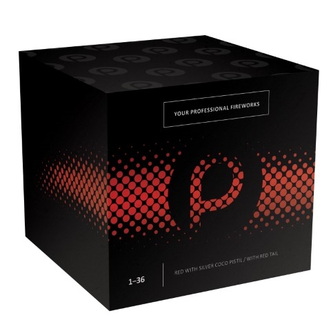 Your Professional Fireworks Feuerwerksbatterie 1-36, schwarze Verpackung mit rotem Design