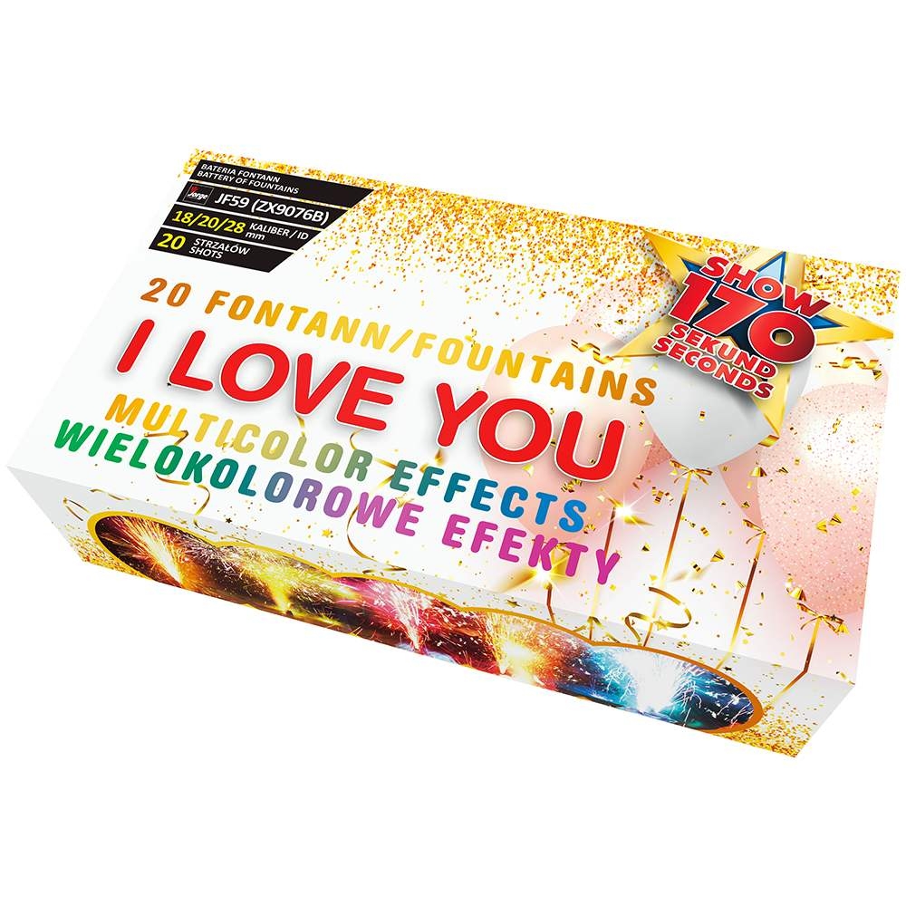 I Love You Jorge Fontänenbatterie 20 Fontänen 170 Sekunden, bunte Verpackung