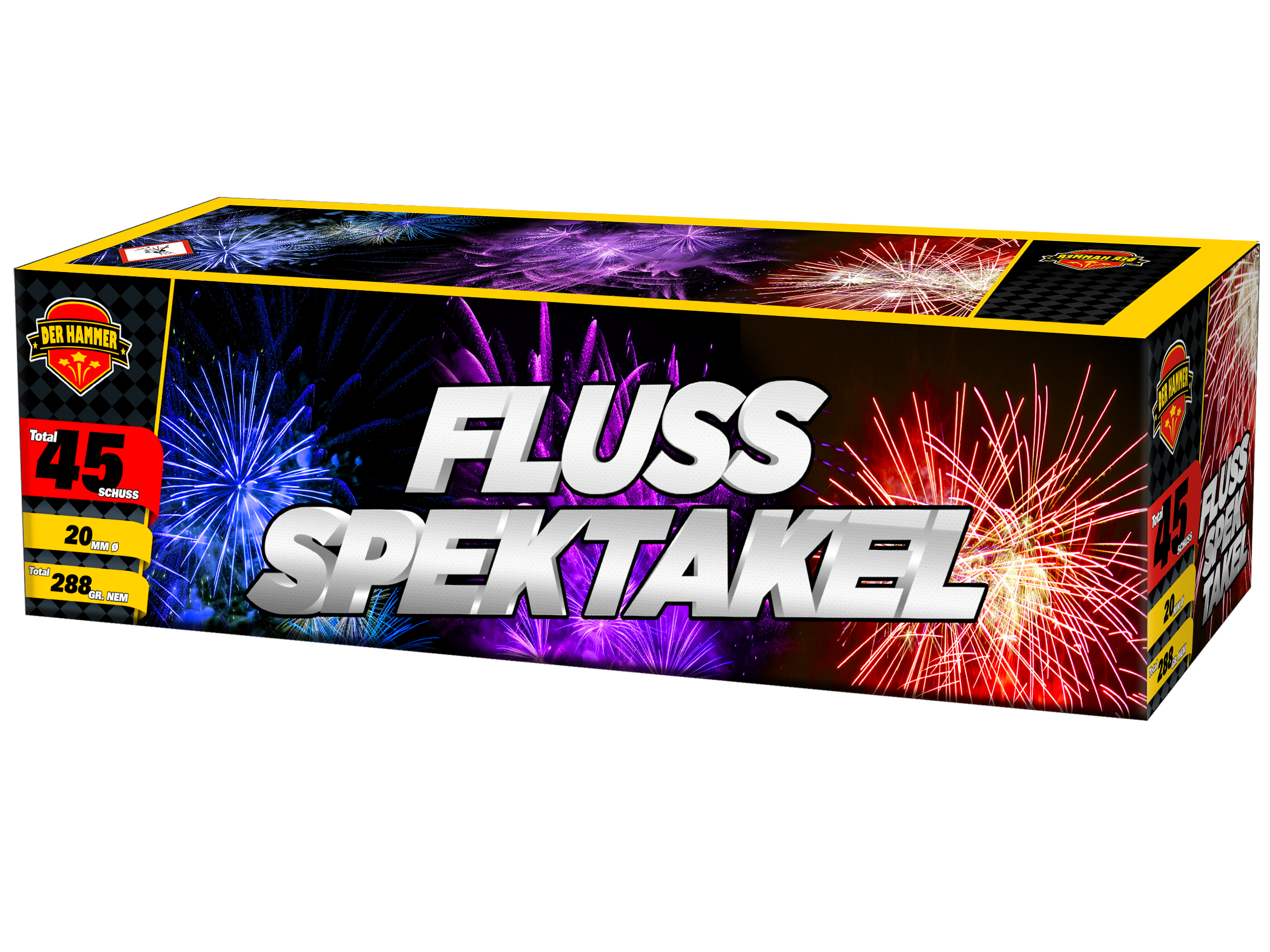 Fluss Spektakel Der Hammer Feuerwerksbatterie 45 Schuss, bunte Verpackung mit Feuerwerk