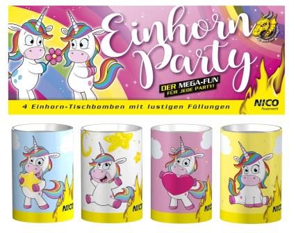 Einhorn Party, 4er-Beutel - Tischfeuerwerk