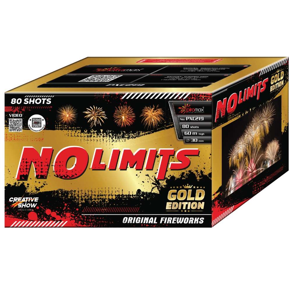 NO LIMITS Gold - 80 Schuss Feuerwerksverbund NUR ABHOLUNG da 1.3G NO LIMITS Gold - 80 Schuss Feuerwerksverbund NUR ABHOLUNG da 1.3G