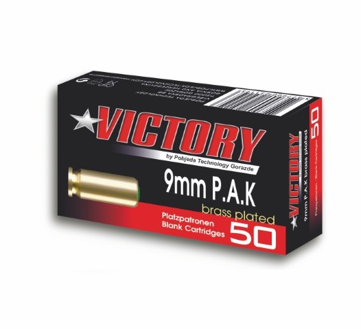 Platzpatronen 9 mm Victory P.A.K. vermessingt 50er (Info VE=60 Päckchen)