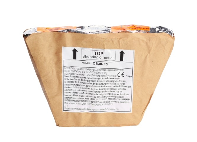 Blue Dahlia w/ red strobe Mine 5 Schuss One Row Fan Blue Dahlia w/ red strobe Mine 5 Schuss One Row Fan