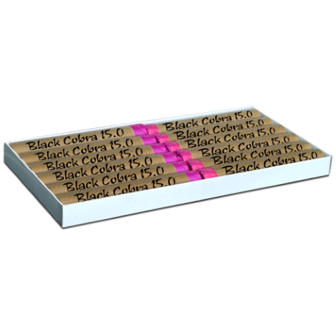 Di Blasio Black Cobra 15.0 Schwarzpulver-Knaller im Display-Tray mit beigen Zylindern