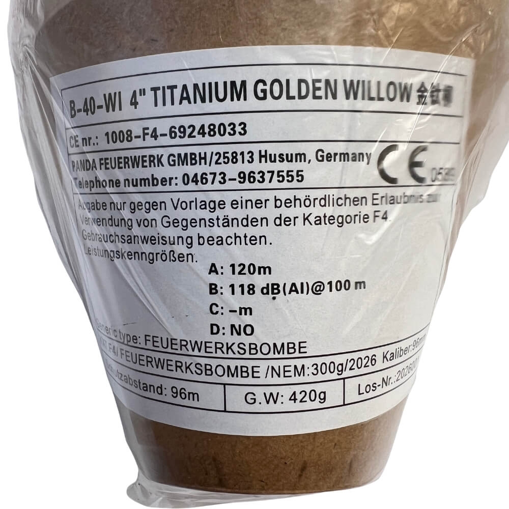 100mm Kugelbombe F4 - Titanium Golden Willow