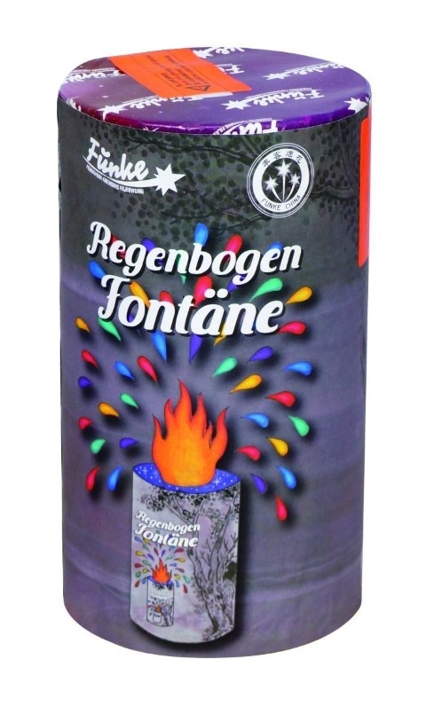 Dunkelvioletter Funke Zylinder Regenbogen Fontäne mit bunten Funken-Illustration und orangefarbener Flamme