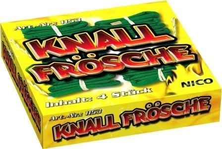 Nico Knall Frösche Knallerbsen, gelbe Schachtel mit 4 Stück