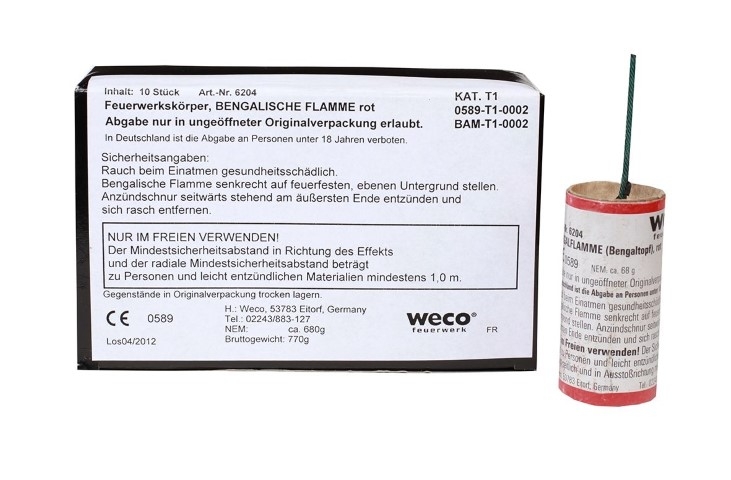 Bengaltopf  60 Sek. rot 10er Pack Bengaltopf  60 Sek. rot 10er Pack