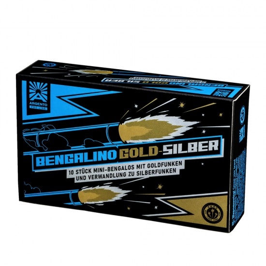 Argento Bengalino Gold-Silber Mini-Bengalos in schwarzer Verpackung, 10 Stück