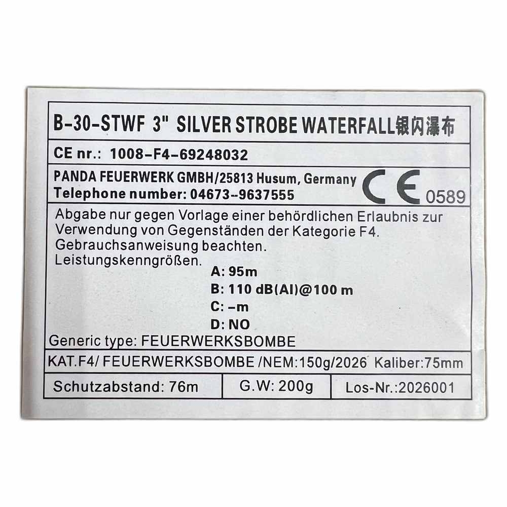 75mm Kugelbombe F4 - Silver Strobe Waterfall