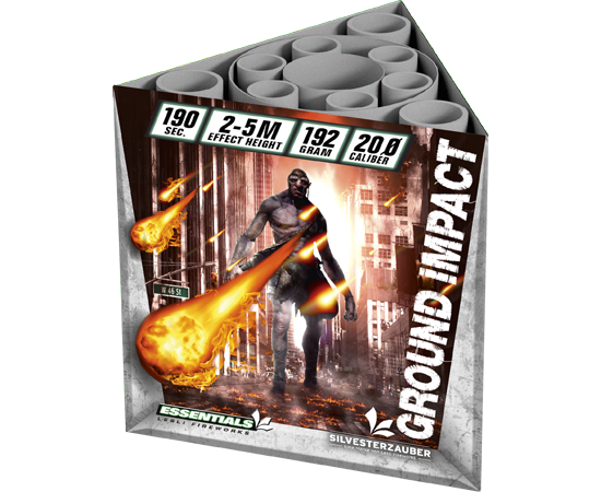 Ground Impact Silvesterzauber Fächer-Batterie 190 Schuss 20mm, graue Verpackung