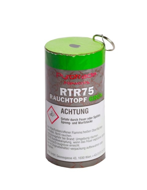 Rauchtopf mit Reißzünder 75 Sekunden grün Rauchtopf mit Reißzünder 75 Sekunden grün