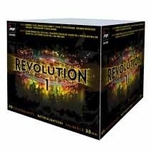 Revolution 1 Feuerwerk Batterie, dunkle Box mit gold-orangenem Feuerwerk-Motiv