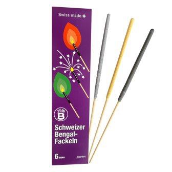 Schweizer Bengalfackel Mix - 6er Päckchen - Kat F1 Schweizer Bengalfackel Mix - 6er Päckchen - Kat F1