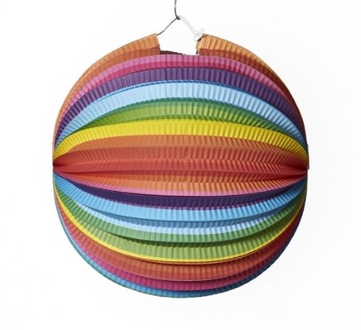 Lampion f. 3,5 Std. Kerze ca. 24 cm - gestreift  (Verpackunginfo=10 Stück)