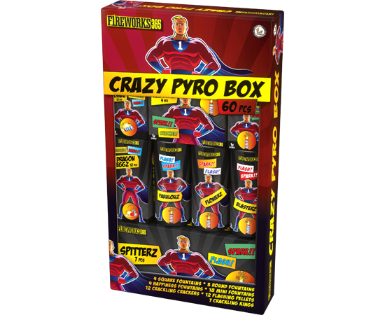 Crazy Pyro Box - 60 teiliges Jugend-Fontänensortiment