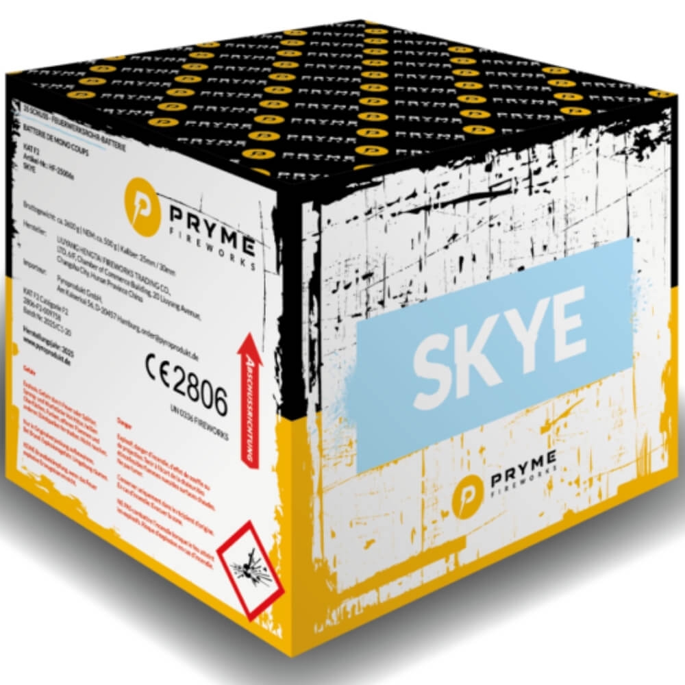 Pryme Fireworks Skye Feuerwerksbatterie mit hellblauem Streifen
