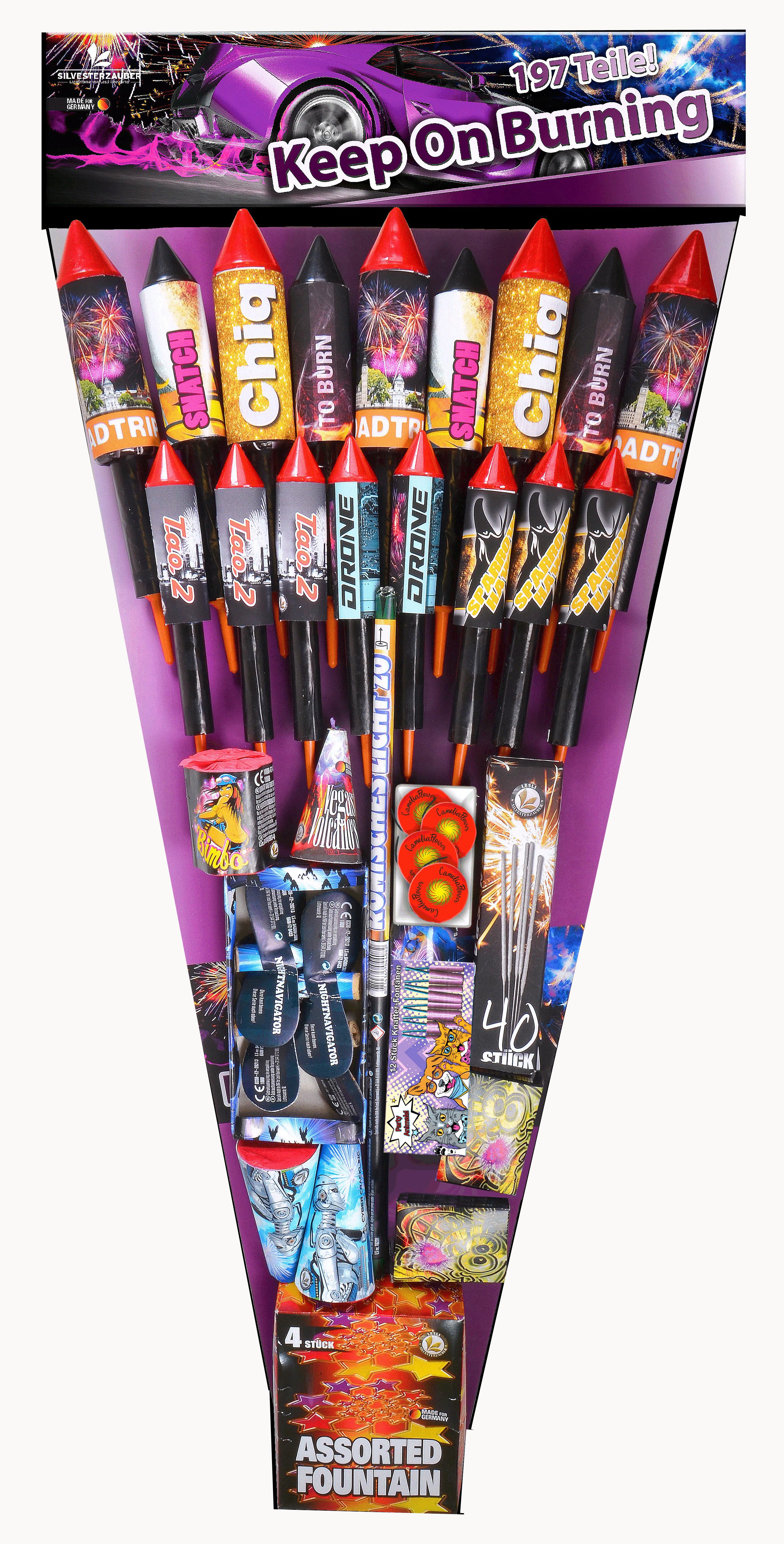 Keep on Burning - 177teiliges Familiensortiment mit 17 Raketen! Keep on Burning - 177teiliges Familiensortiment mit 17 Raketen!