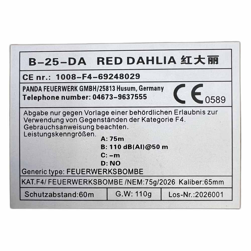65mm Kugelbombe F4 - Red Dahlia