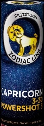 Dunkelblaues Pyro Trade Zodiac Line Einschussrohr Capricorn mit goldenem Steinbock-Symbol, 3-30, POWERSHOT 3